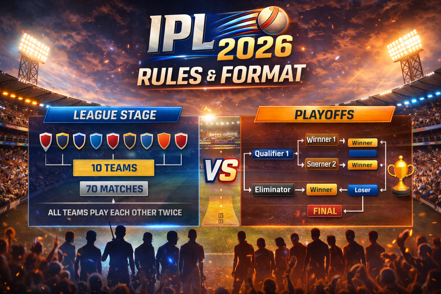 IPL 2026 Rules & Format – Complete Tournament Structure, Points System, Playoffs & Match Rules